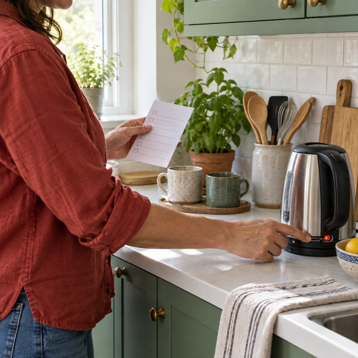 Vérification d'un équipement du logement avec une checklist